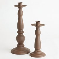Set 2 Antique Finish Rustic Candleholders Real or Faux Candles Large H31 x 12cm Small H20 x 9.5cm x 12 cm