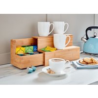 mysmartbuy Bamboo Kitchen Worktop Storage Unit Wooden Mug Stand in Brown
