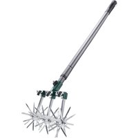 Rolling Cultivator Garden Tool 18 Offset Blades Adjustable Telescopic Long Handled Measures H128 x W16cm