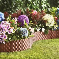 Flexible Lawn Edging Fence Faux Rattan Weather Resistant Staked Garden Border Panels Each Strip H22cm x L60cm Pack