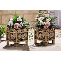2 x Effect Butterfly Planters Decorative Lightweight Outdoor Garden Patio Square Flower Plant Pots Each 31x27x27cm