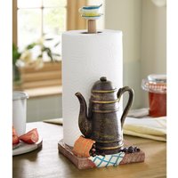 Teapot Design Kitchen Roll Holder Freestanding Traditional Tea Cup & Saucer Paper Towel Dispenser Fits Any Standard Roll