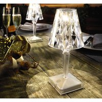 Rechargeable Diamond Touch Control Lamp USB Charging Dimmable Light Dining or Side Table Measures 26 x 8 x 8cm