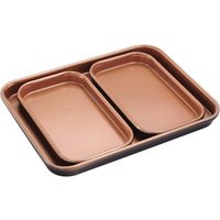 Cera Titanware One Shelf Baking Tray Set 1 Large & 2 Small Carbon Steel Stackable Oven Trays Non Stick Coating