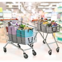 Foldable 2 1 Trolley Tote Bags Reusable & Expandable Strong Durable PVC Coated Shopping Bag Set