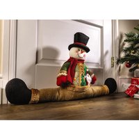 Snowman Draught Excluder Cushion Energy Saving Draft Guard Festive Christmas Xmas Decoration H38 x W71 x D13cm