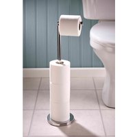 Toilet Paper Holder & Store Freestanding Stainless Steel Bathroom Loo Roll Stand Holds 4 Rolls H67cm x 15cm Diameter