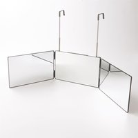 3 Way Over Door Mirror Bathroom or Bedroom Trifold Vanity Mirror Telescopic Hanging Hooks H19.5 x W93 x D1.5cm