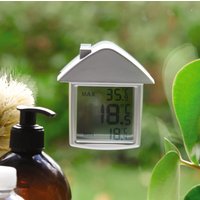 mysmartbuy Digital Window or Wall Thermometer - House Shaped Indoor Outdoor Temperature Meter with Digital Display in Celsius or Fahrenheit in Grey