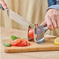 Perfect Slicer Tool Aluminium Gripping Tong Cutting Guide Aid Slicing Fruit Vegetables Boiled Eggs Meat Joints