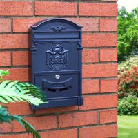 Wall Mounted Lockable Letterbox Weather Resistant Galvanised Steel Retro Style Post Mail Box Measures H41 x W25.5 x D9cm
