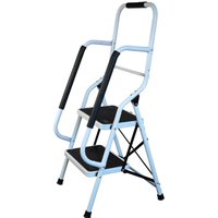 mysmartbuy 2 Step Safety Stepladder with Wide Non-Slip Treads & Safety Handrail in White