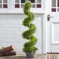 mysmartbuy Artificial Cypress Spiral Topiary - Faux Plant Garden Décor with Pot in Green