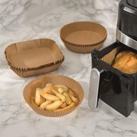 50 x Square Disposable Air Fryer Liners Non Stick Oil Coated Parchment Paper Roasting Baking & Frying H4 x W21 x D21cm