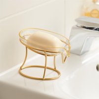 Luxury Soap Dish Stain Resistant Soap Holder Metal Frame & Plastic Dish Bathroom Baths Showers Kitchen Sink
