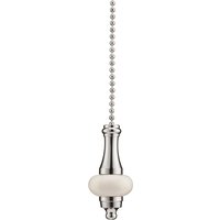 Porcelain Light Pull Stylish & Practical Bathroom Light Switch Pull Cord Chrome Finish & 1m Ball Chain H105 x 2.6cm Dia