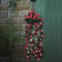 Faux Flower Solar Powered Hanging Decoration Outdoor Garden Artificial Floral Display 30 LED Lights H72 x 17cm Diameter