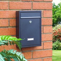 Wall Mounted Lockable Letterbox Weather Resistant Galvanised Steel Modern Design Mail Letter Box H32 x W22 x D8.5cm