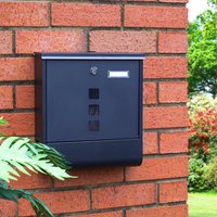 Wall Mounted Lockable Letterbox Stainless Steel Mail Box Top Opening Flap Newspaper Holder & Name or Number Slot