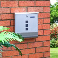 Wall Mounted Lockable Letterbox Stainless Steel Mail Box Top Opening Flap Newspaper Holder & Name or Number Slot