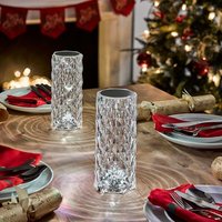 Faceted Candle Touch Control Lamp USB Rechargeable Portable Dimmable & Changing Indoor Home Light H22.5 x 9cm Diameter