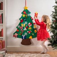 Felt Christmas Tree Wall or Door Hanging Festive Xmas Home DIY Decoration 29 Detachable Ornaments Measures H100 x W70cm