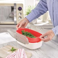 Microwave Steamer Pot Dishwasher Safe Microwavable Food Container Vented Lid & Handles Steaming Meat Vegetables & More