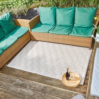 mysmartbuy Alfresco Mat - Water Resistant Outdoor Garden Geometric Pattern Rug in Taupe | Size: 120 cm x 180 cm