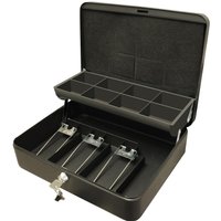 Lockable Cash Box Note Compartments & 8 Section Coin Tray