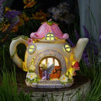 mysmartbuy Solar Powered Teapot Shaped Fairy House LED Light Up Garden Ornament