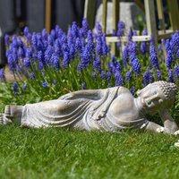 Reclining Buddha Outdoor Garden Ornament Brushed Finish