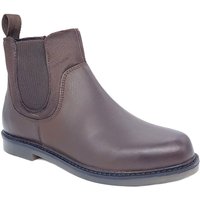 Frank James Epsom Leather Zip Up Neoprene Chelsea Boots in Brown | Size: 4
