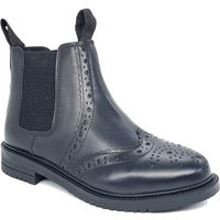 Frank James Peckham Leather Brogue Chelsea Boots in Black | Size: 1