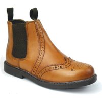 Frank James Cheltenham Leather Brogue Chelsea Boots in Tan | Size: Infant 13