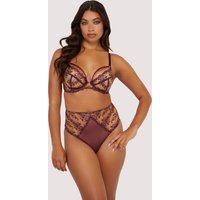 Playful Promises Women's Cassia Wine Custom Embroidery High Waisted Thong in Red | Size: 10
