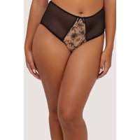 Playful Promises Women's Olivia Contrast Embroidery High Waist Brief in Black | Size: 8