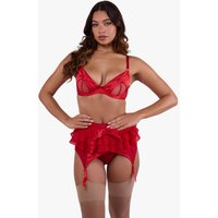 Playful Promises Women's Annette Red Satin Skirted Suspender Belt | Size: 8