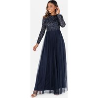 Embellished Long Sleeve Maxi Dress Dark