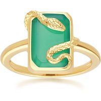 Grand Deco Chalcedony Snake Wrap Ring Gold Plated Sterling Silver N
