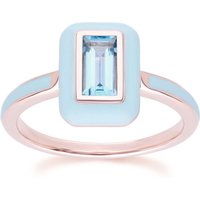 Siberian Waltz Blue Enamel & Swiss Blue Topaz Ring 18ct Rose Gold Plated Sterling Silver 1 2