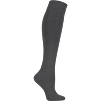 SOCKSHOP 1 Pair Plain Bamboo Knee High Socks with Comfort Cuff & Smooth Toe Seams in Grey | Size: 12.5-3