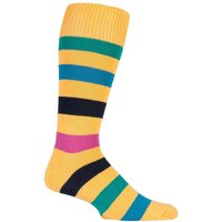 SOCKSHOP of London Men's 1 Pair Bold Broad Stripe Cotton Socks in Yellow | Size: 7-11