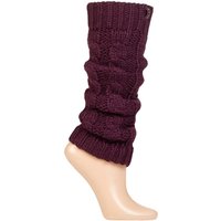 ELLE Women's 1 Pair Chunky Cable Knit Leg Warmers in Purple