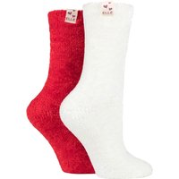 ELLE Women's 2 Pair Chenille Leisure Socks in Dark Red | Size: 4-8