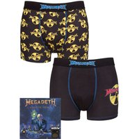 SOCKSHOP Men's Megadeth 2 Pack Exclusive to Gift Boxed Boxer Shorts in Black | Size: Large
