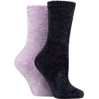 ELLE Women's 2 Pair Chenille Leisure Socks in Mauve | Size: 4-8