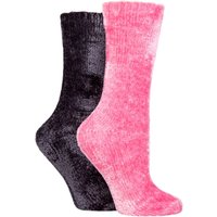 ELLE Women's 2 Pair Chenille Leisure Socks in Rose | Size: 4-8
