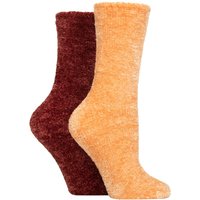 SOCKSHOP Women's 2 Pair Chenille Boot Socks in Brown | Size: 4-8