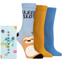 SOCKSHOP Women's 3 Pair Bamboo Bright Gift Boxed Socks in Gold | Size: 4-8