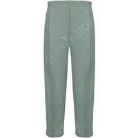 MyShoeStore Women's Pack of 2 Half Elasticated Waist Band Straight Leg Trousers in Pale Green | Size: 10S